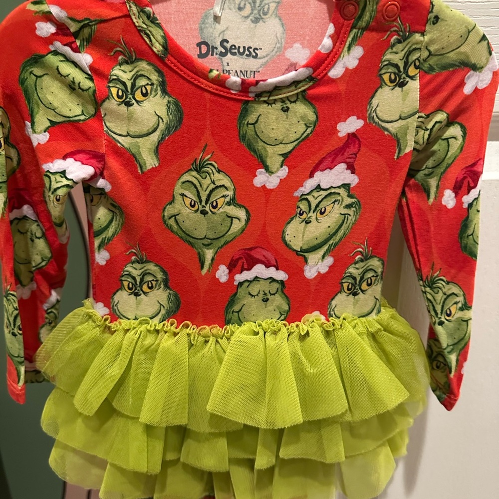 Dr. Seuss Grinch posh tulle- Red and Green 3-6 mos